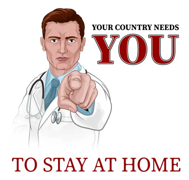 Vector illustration of Doctor Pointing Your Country Needs You