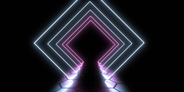 istock 3D abstract background with neon lights. neon tunnel  .space construction . .3d illustration 1410613572