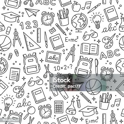 istock School icon seamless pattern. Vector illustration 1410615241