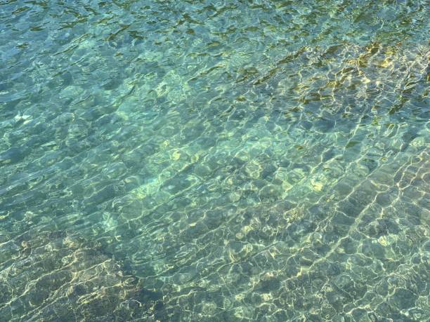 istock Sea water turquoise shiny surface. Glittering beautiful seascape background. 1410617496