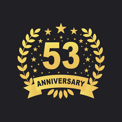 53 Anniversary celebration design, luxurious golden color 53 years Anniversary design.