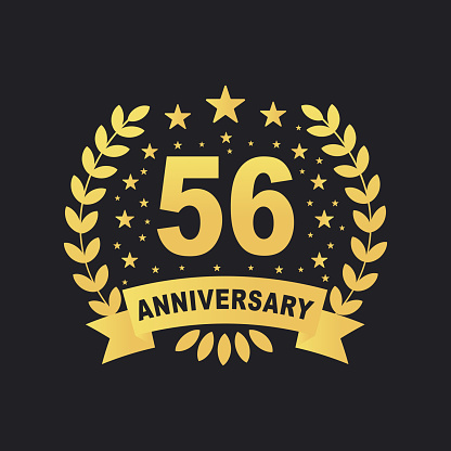 56 Anniversary celebration design, luxurious golden color 56 years Anniversary design.