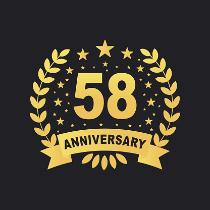 58 Anniversary celebration design, luxurious golden color 58 years Anniversary design.