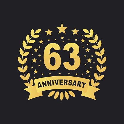 63 Anniversary celebration design, luxurious golden color 63 years Anniversary design.