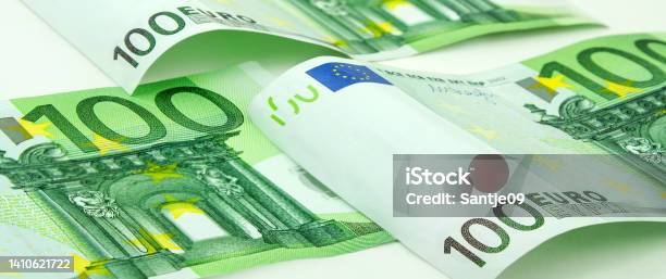 300 Euro Banknotes Against White Background Stock Photo - Download Image Now - Allowance, Assistance, Business Finance and Industry