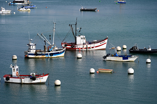 A view of a fishing trawler in the harbor