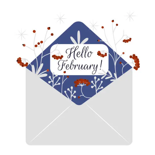 Vector illustration of Hello February card