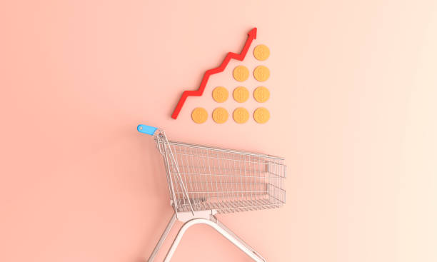 Product Cost In The Grocery. Inflation Effect. stock photo