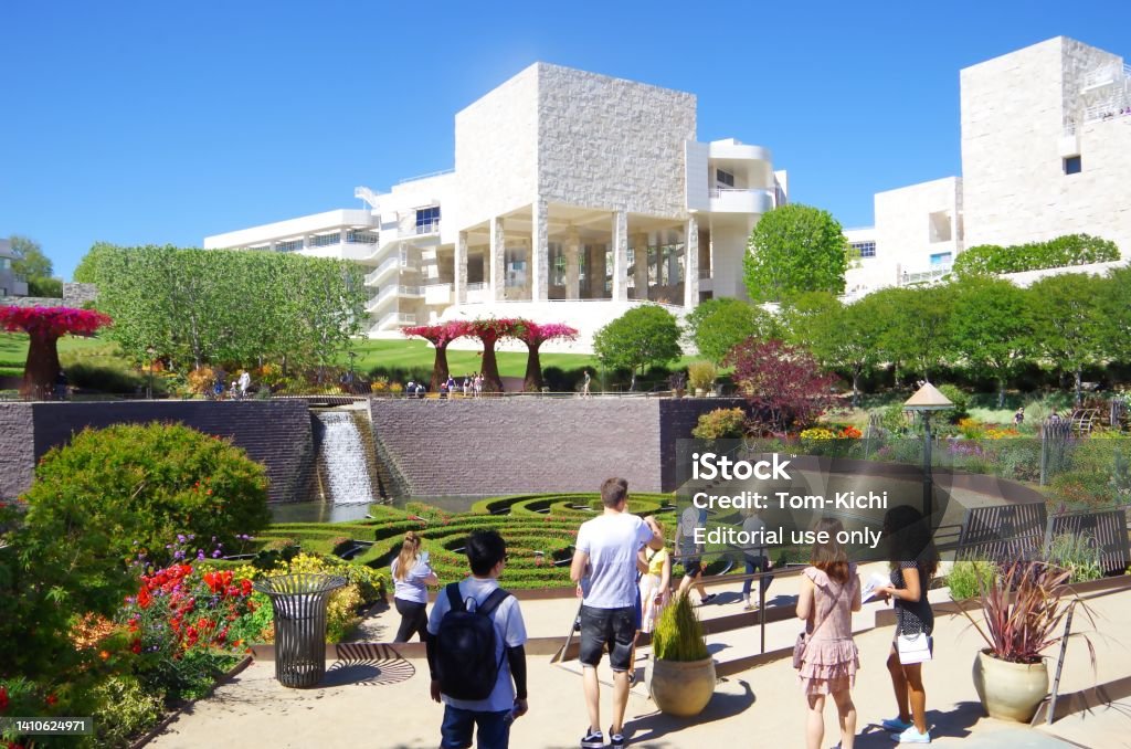 J. Paul Getty Museum 중환 정원 - 로열티 프리 게티 센터 스톡 사진