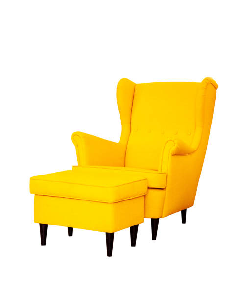 istock Comfortable yellow armchair isolated on white background 1410626588