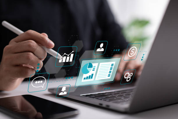 istock The CRM idea includes an accounting system, clients, assistance, and deals. Customer Relationship Management. organization of client job data. 1410629576