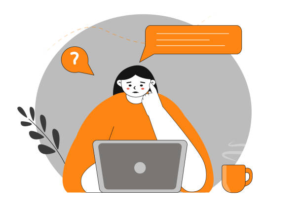 istock Online learning stock illustration. Young freelancer, student with laptop isolated cartoon character on white background. 1410633302