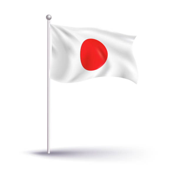 ilustraciones, imágenes clip art, dibujos animados e iconos de stock de bandera de japón - japanese flag japan flag white