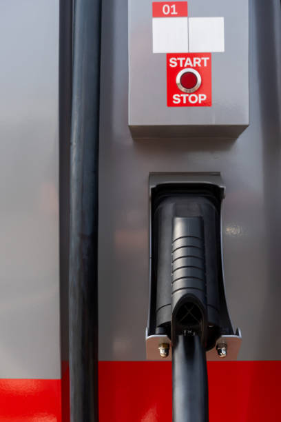 istock Fast charging plugs at public electric car charging stations. 1410640869