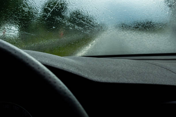 istock Driving the car on the highway during heavy rain. 1410640988