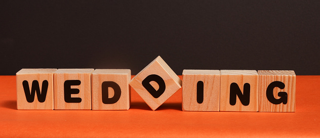 WEDDING word on wooden cubes