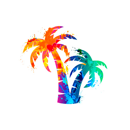 Palm tree vector icon of splash paint
