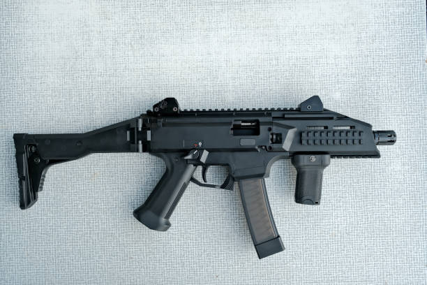 istock machine gun is on the table. machine gun close-up. military weapon. 1410649213