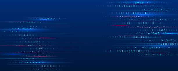 Modern high-tech background for presentations and websites. Abstract background with glowing dynamic lines, binary code. Futuristic red-blue stripes. Modern high-tech background for presentations and websites. Abstract background with glowing dynamic lines, binary code. Futuristic red-blue stripes. coding stock illustrations