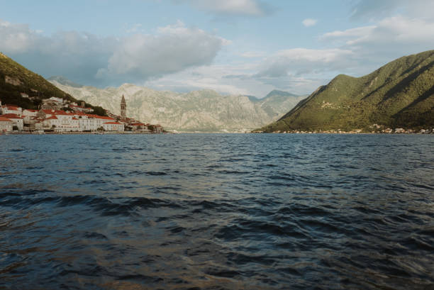 Kotor Bay, Our Lady of the Rocks,  in Kotor Bay, Touristic Attractions stock photo
