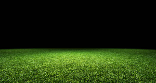 Abstract green sports pitch background Abstract sport stadium green grass with black top copy space background. Product copy space template background grass field stock pictures, royalty-free photos & images