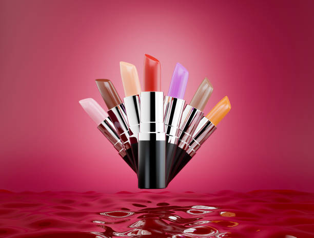 istock 3d illustration. Cosmetic lipstick mockup of various styles 1410657810