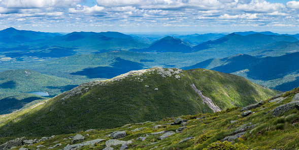 Panoramic view from the top of Algonquin Peak in Adirondack mountains in Upstate New York