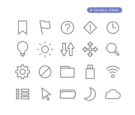 Editable Stroke - Control and Toolbar - Line Icons