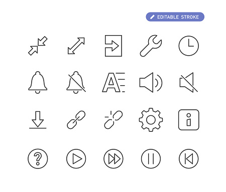 Editable Stroke - Toolbar and Control - Line Icons