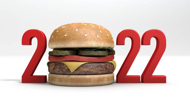 istock 3D illustration of Burger concept for the year 2022 1410665264