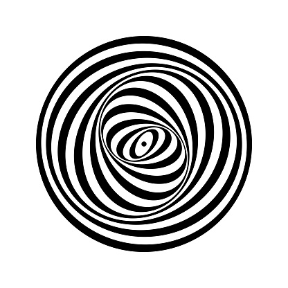 Abstract Geometric Circle Op Art Pattern. Whirl Torsion Illusion.