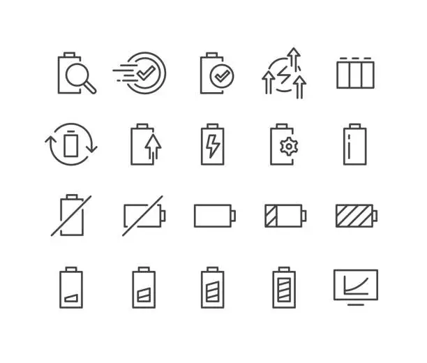Vector illustration of Battery Icons - Classic Line Series