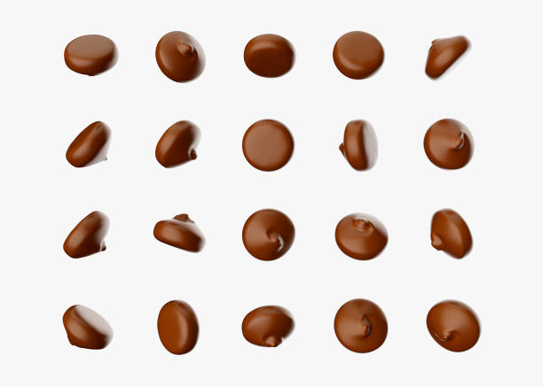 istock Many chocolate chips on white background 3d illustration 1410667816