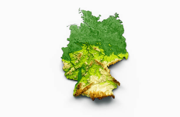 istock Germany Map Shaded relief Color Height map on the sea Blue Background 3d illustration 1410668029