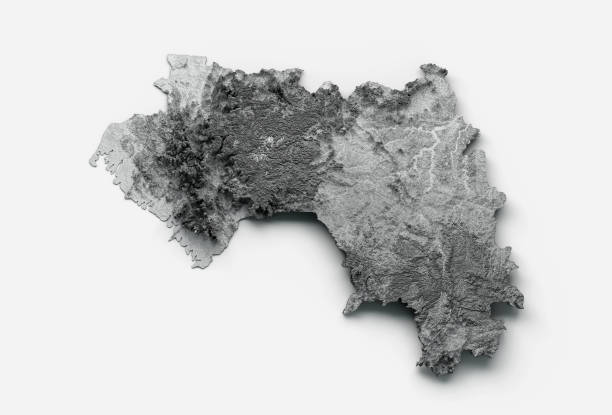 istock Guinea Map Flag Shaded relief Color Height map on white Background 3d illustration 1410668049