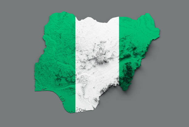 istock Nigeria Map Flag Shaded relief Color Height map on white Background 3d illustration 1410668358