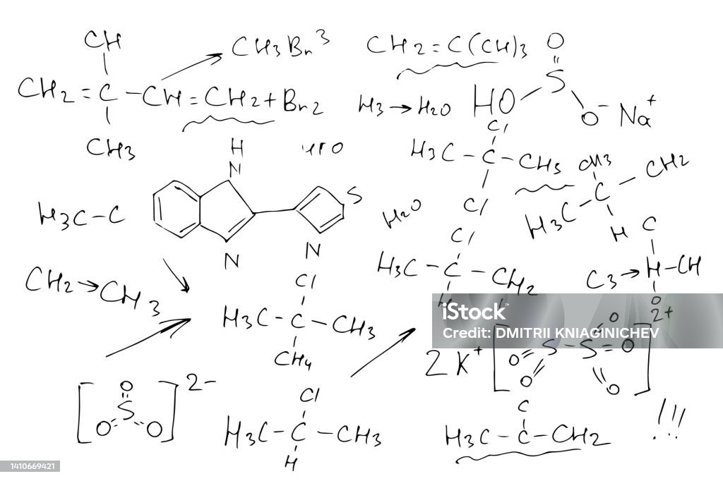 Scientific Formulas Background Chemical Formulas Scientific Background On A White Background Handdrawn ...