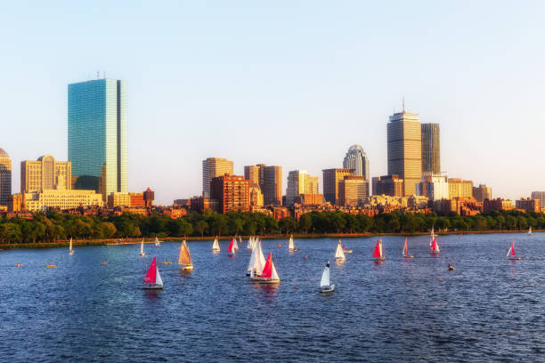 istock Sunset on the Back Bay skyline and the Charles River - Boston Massachusetts 1410675135