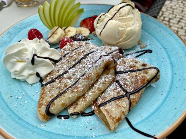 istock Chocolate crepes with ice cream 1410676243