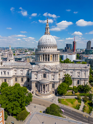 Aerial photo of the Saint Pauls Cathedral London UK