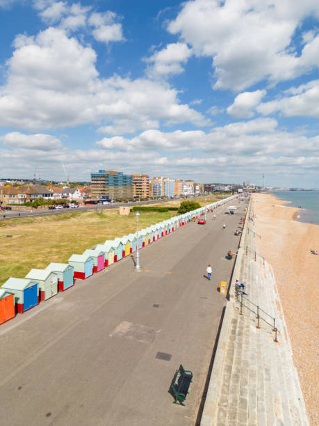 istock Aerial photo Hove Beach Huts Brighton UK 1410678055