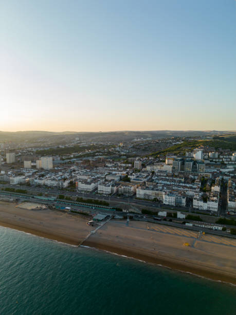 istock Vertical aerial photo sunset over Brighton Beach UK 1410678094