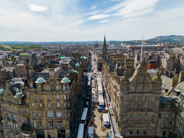Aerial photo historic architecture Edinburgh Old Town Scotland UK stock photo