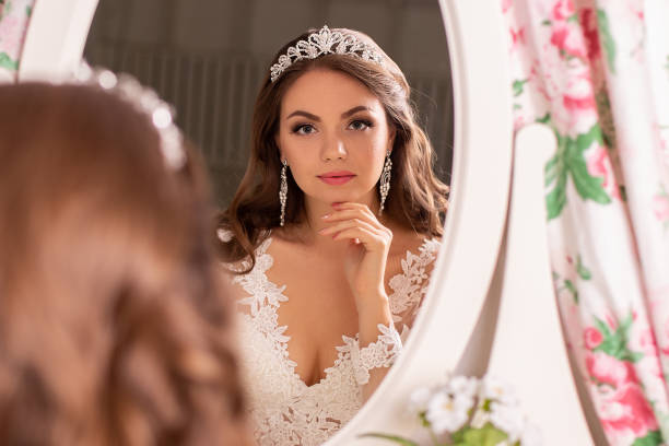 istock Young beautiful bride with brunette wedding hairstyle 1410678394
