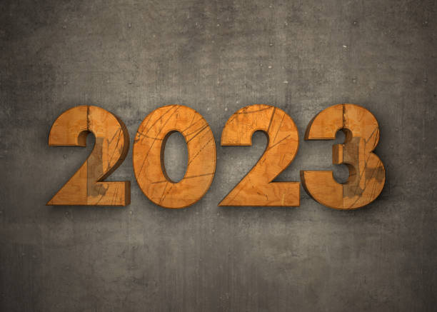 istock Wooden 2023 Text on the Wall 1410683167