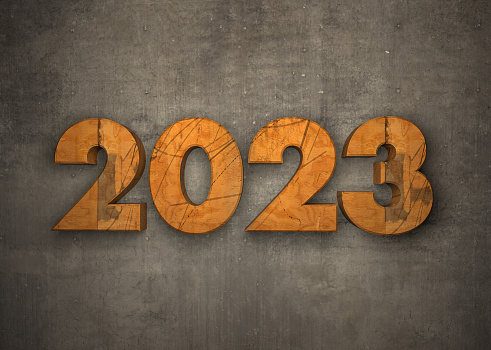 Wooden 2023 Text on the Wall