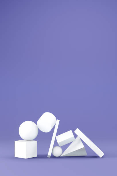 istock Broken Pyramid from geometric shapes on purple background 1410685469