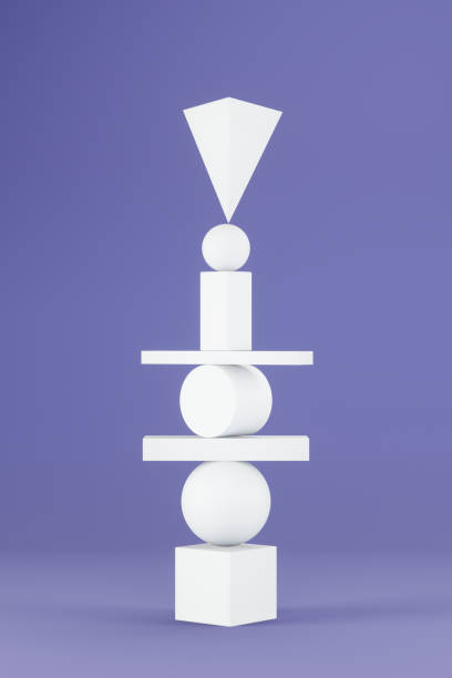 istock Pyramid from geometric shapes on purple background 1410685501