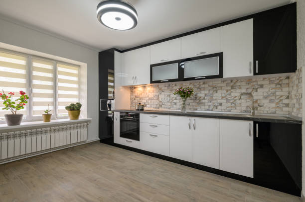 istock Renovated Interior for modern trendy white kitchen 1410687543