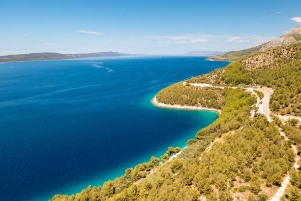 Makarska Riviera and the Dalmatian coastline near Drvenik stock photo